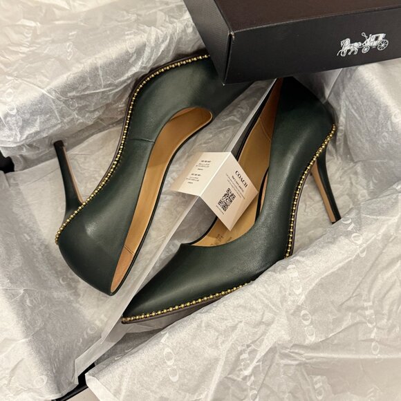Like New Coach Waverly Pump with Beadchain Amazon Green - Picture 13 of 13